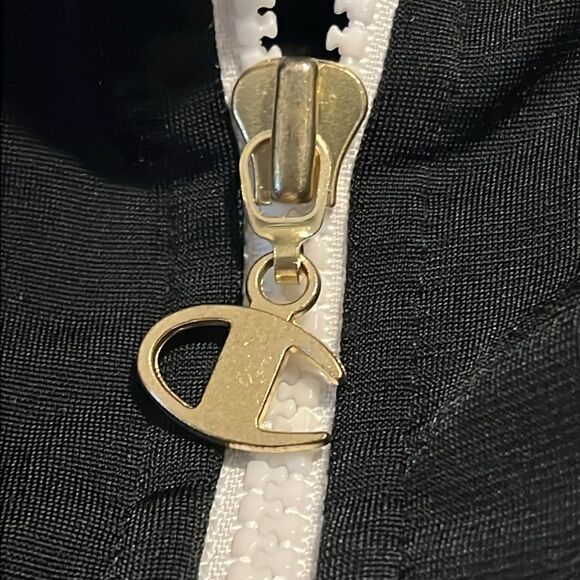 Champion Black Logo Embroidered Full Zip Crown Track Jacket Size Small - Picture 14 of 15